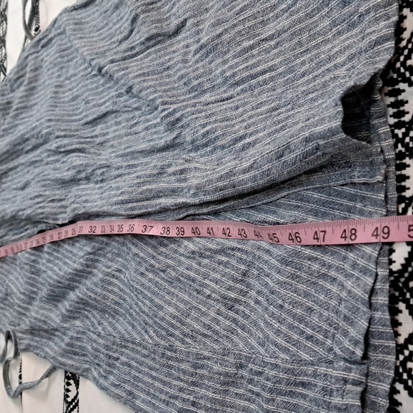 Banana Republic linen viscose blue white stripe faux wrap cap sleeve maxi sz6 - Picture 12 of 15